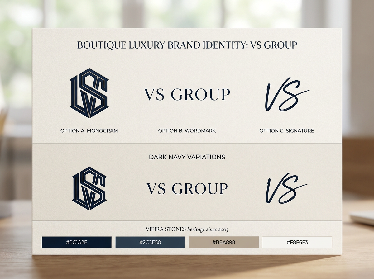 VS GROUP Linha Boutique — 3 opções de logo