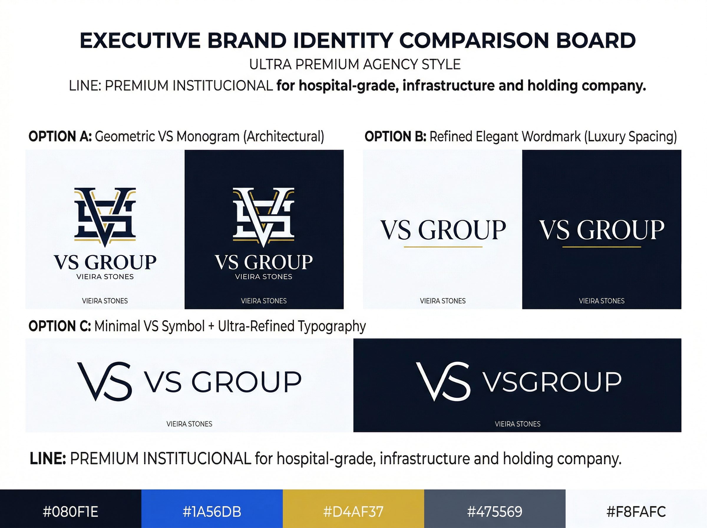 VS GROUP Linha Premium — 3 opções de logo